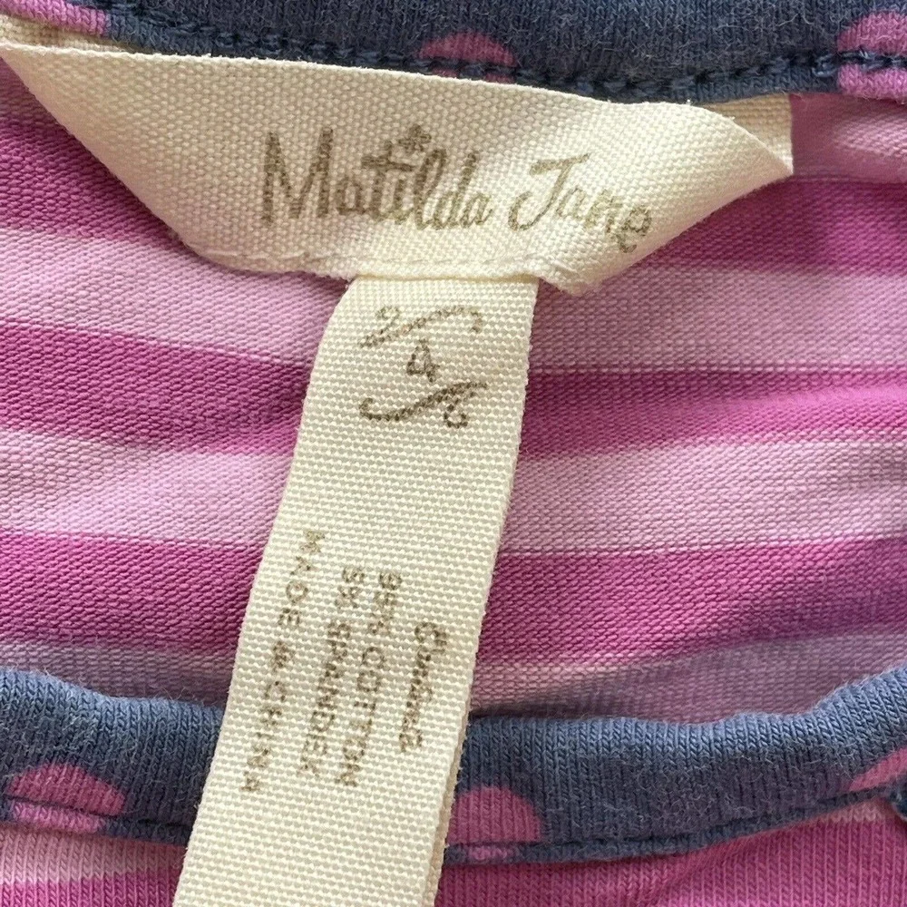 Matilda Jane Little‎ Girls Size 4 Pink Striped W/ Clock Print Top 2017